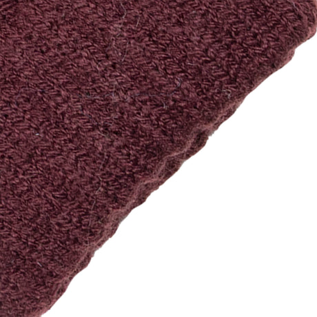 Women's cable knit gloves in burgundy, cuff close up. 