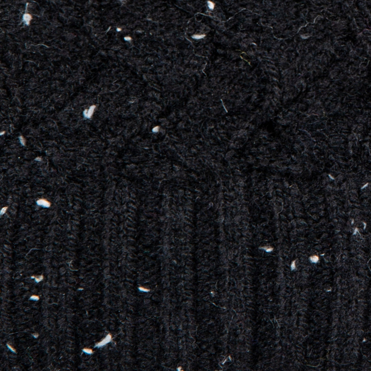 Women's lace knit gloves with marl yarn in black, fabric close up. 