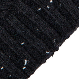 Women's lace knit gloves with marl yarn in black, cuff close up