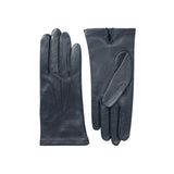 Women's three point leather gloves navy, side by side. 