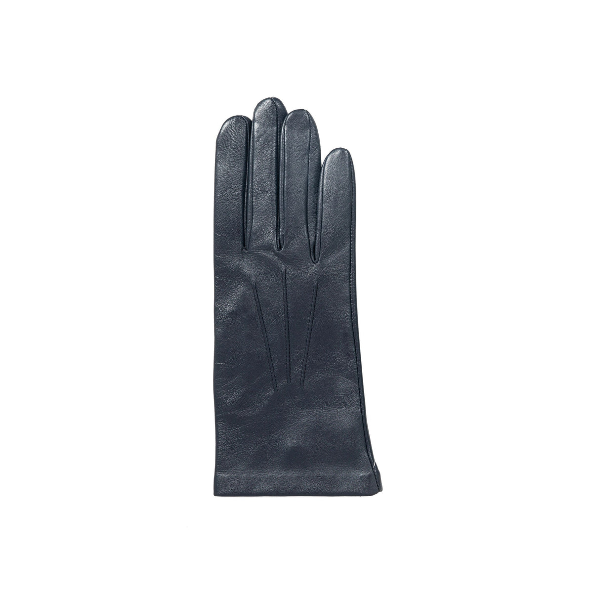 Women's three point leather gloves navy, right hand. 