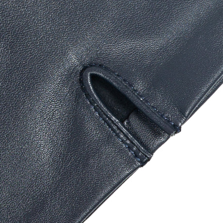 Women's three point leather gloves navy, cuff close. 