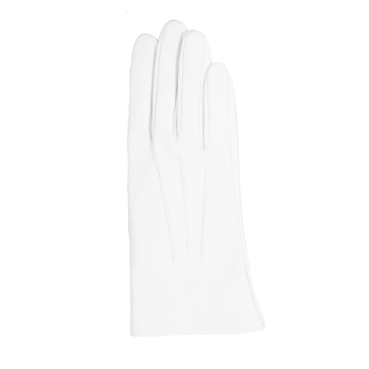 Women's three point leather gloves white, right hand. 