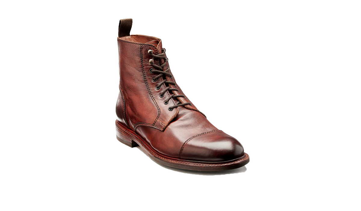 BARKER Bourne Boots - Mens Lace Up - Rosewood Dip Dyed - front view