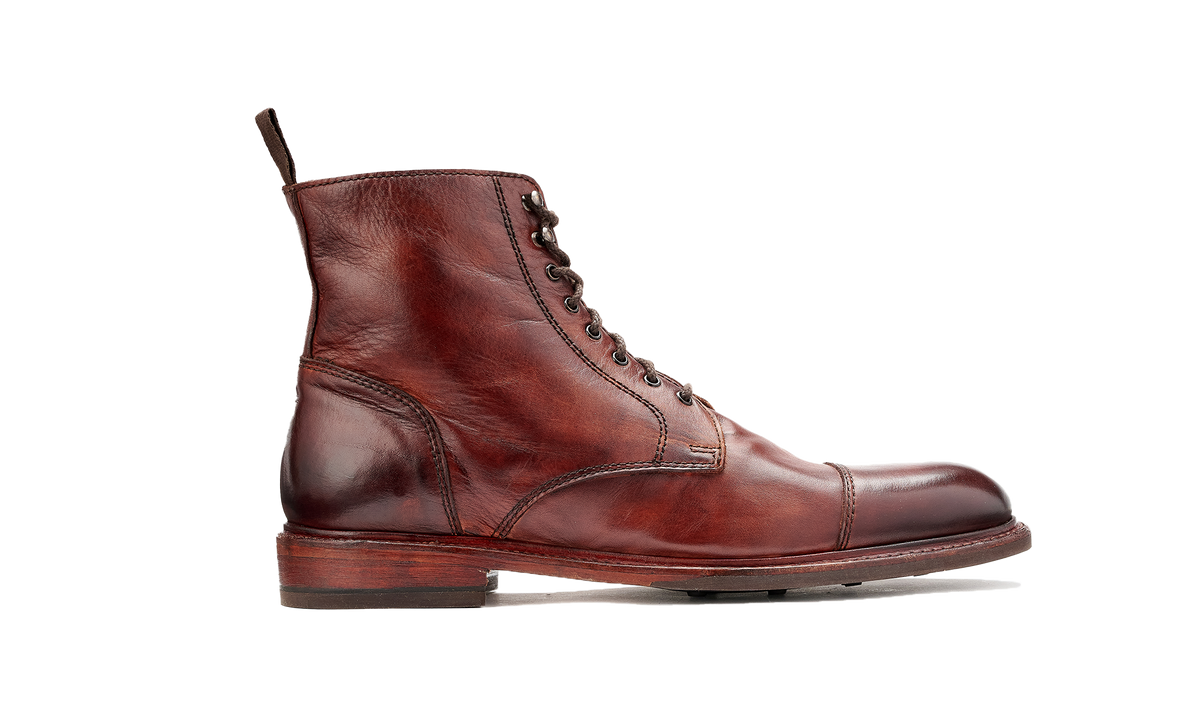 BARKER Bourne Boots - Mens Lace Up - Rosewood Dip Dyed - side view