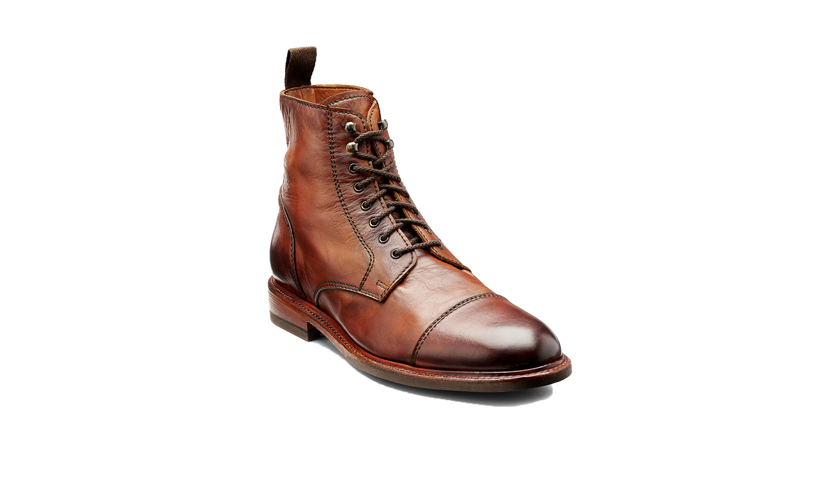 BARKER Bourne Boots - Mens Lace Up - Tan Dip Dyed - front view