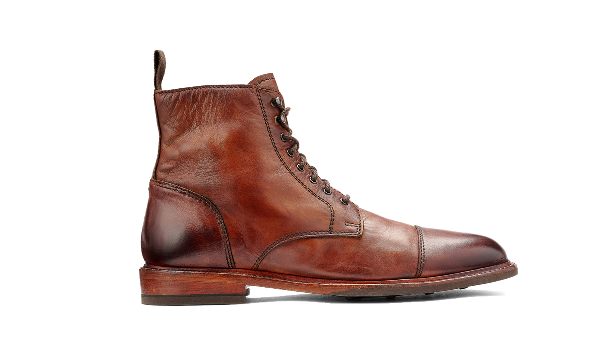 BARKER Bourne Boots - Mens Lace Up - Tan Dip Dyed - side view