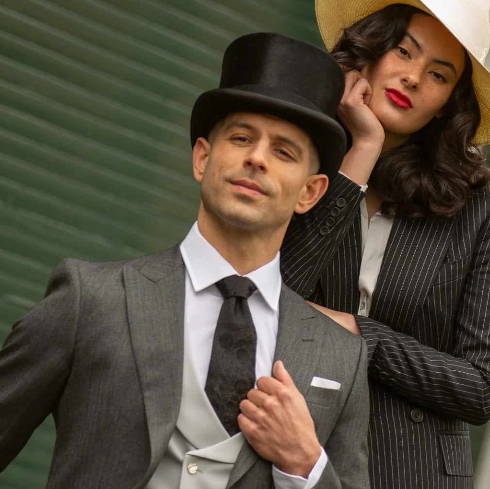CHRISTYS' Luxury Fur Felt Melusine Top Hat - Antique Silk Look - Black