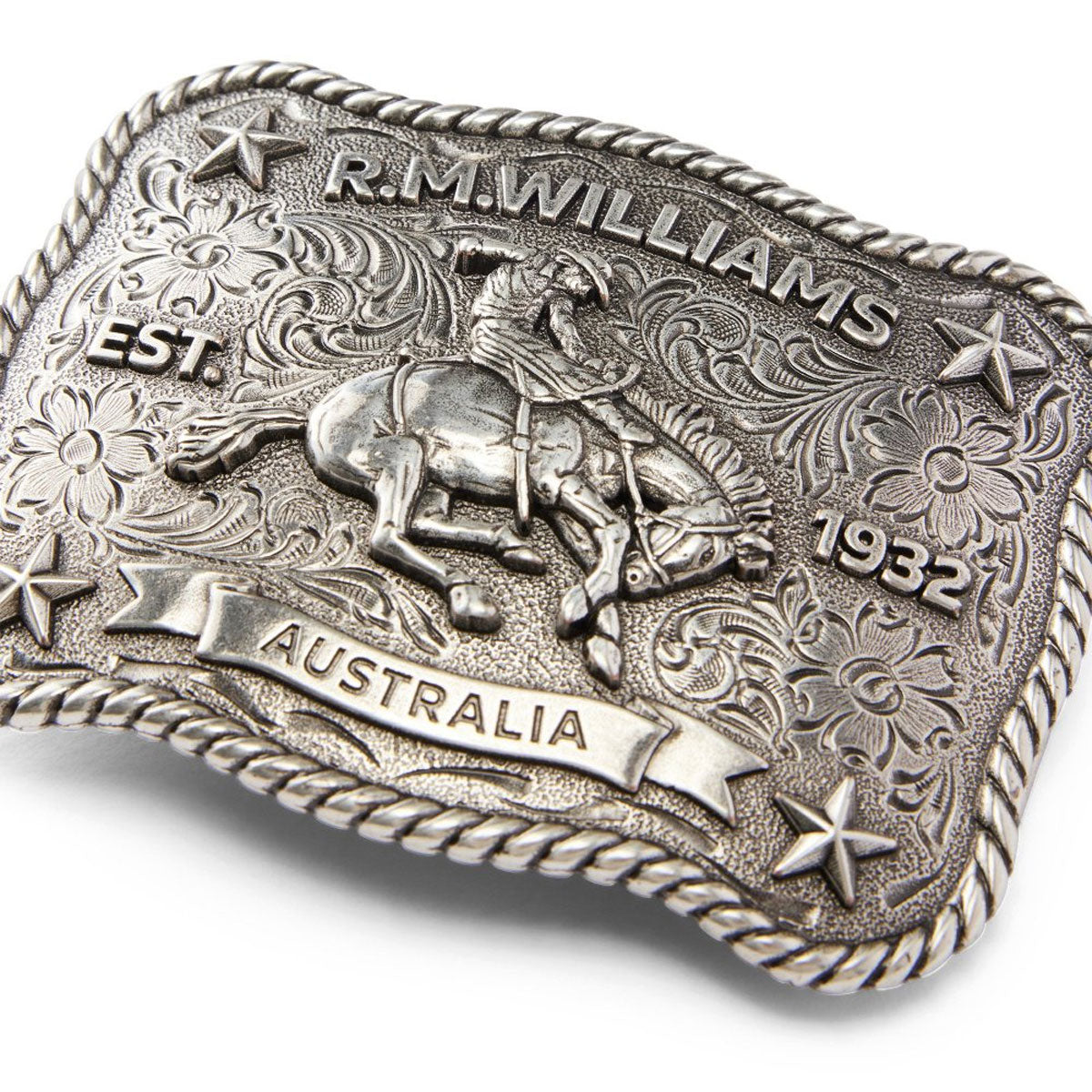 RM WILLIAMS Cloudbuster Trophy Buckle - Antique Silver