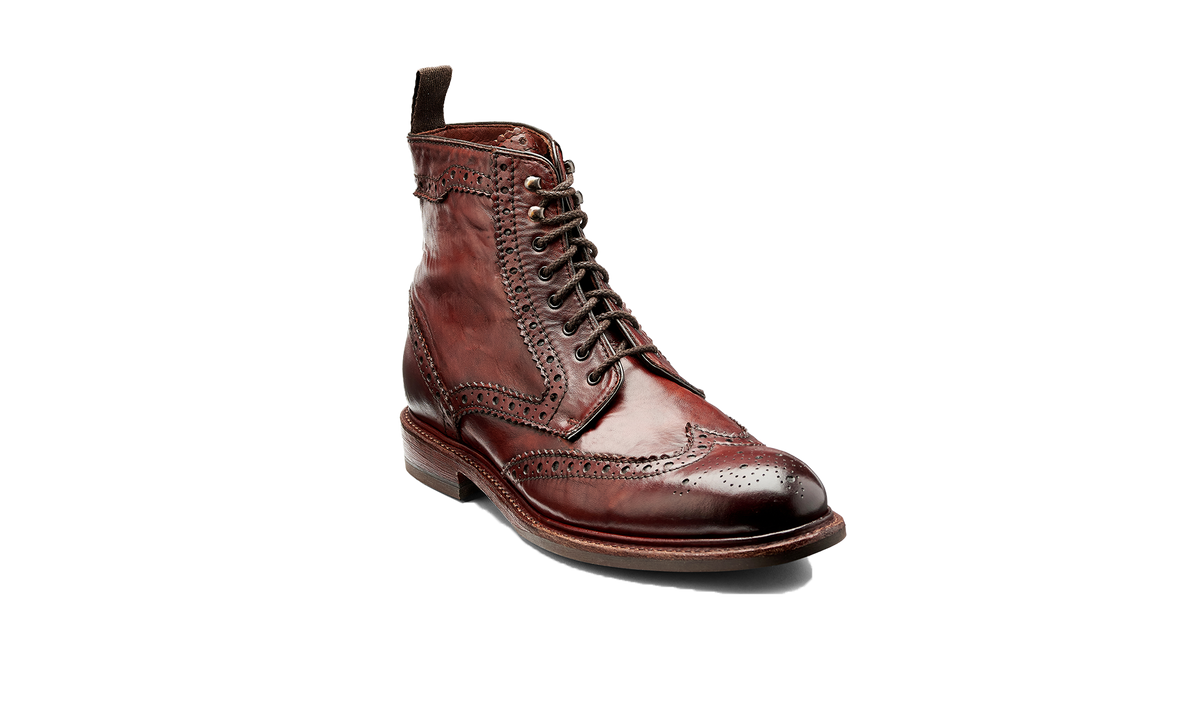 BARKER Denzil Boots - Mens Brogue Lace Up - Rosewood Dip Dyed - front view