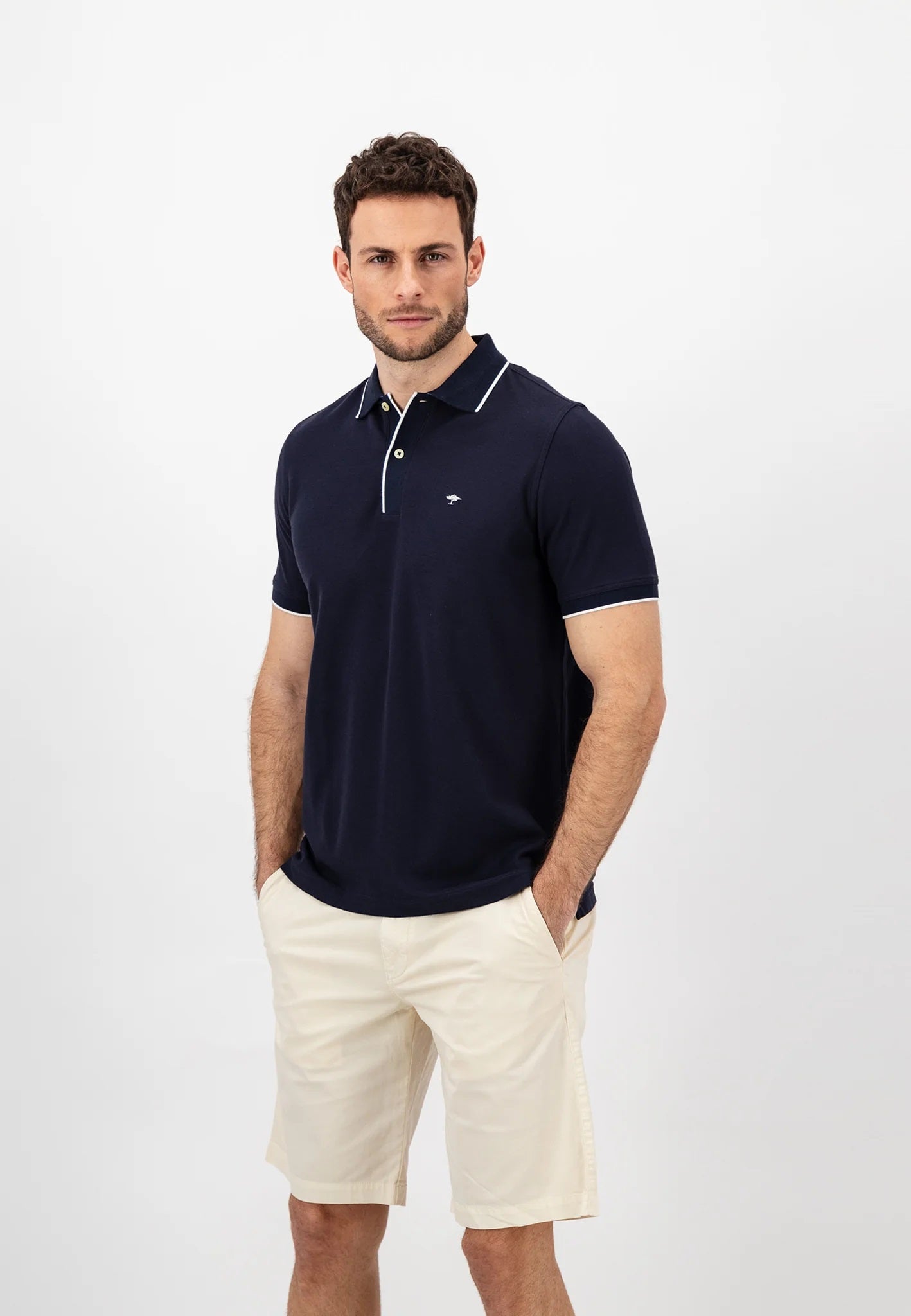 FYNCH HATTON Modern-Fit Polo Shirt - Men's Cotton Pique – Navy