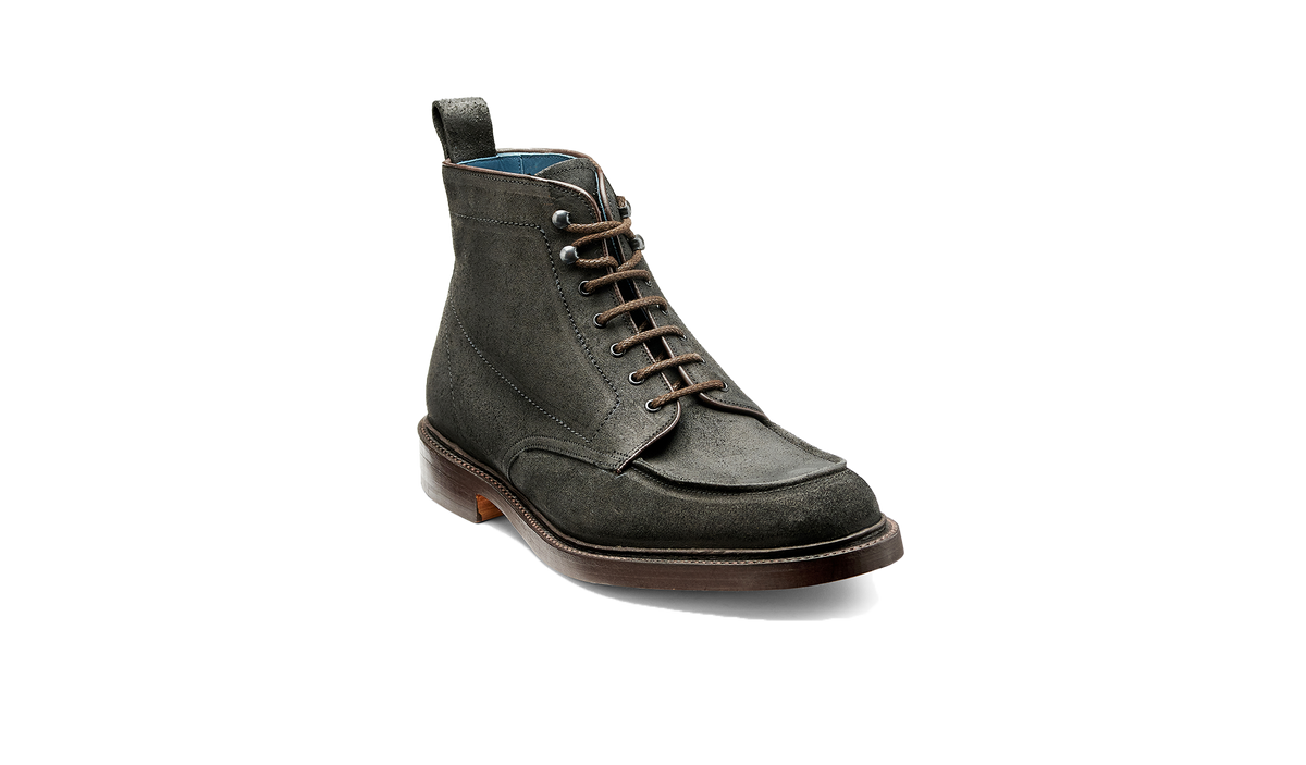 BARKER Jason Boots - Mens Lace Up - Black Split Suede - front view