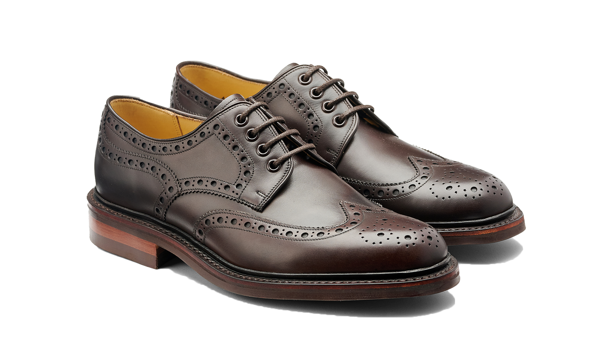 BARKER Kendall Shoes - Mens Brogues - Dark Ebano Calf - angled pair view