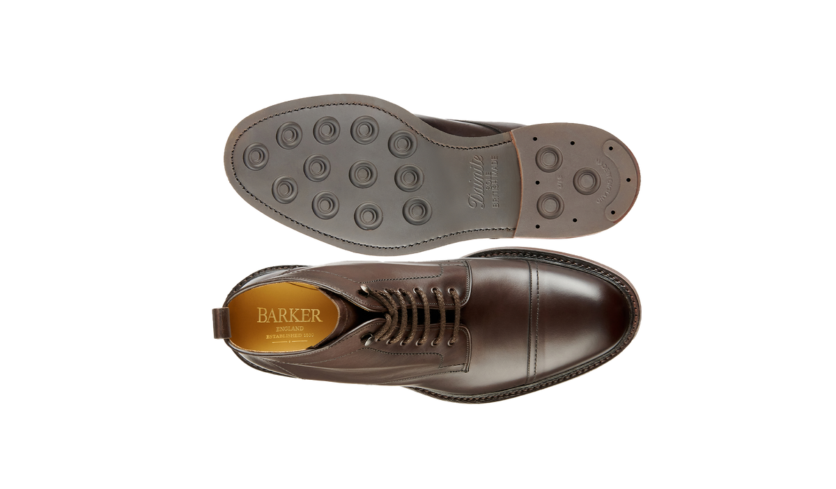 BARKER Langdale Boots - Mens Lace Up - Dark Ebano Calf - sole view