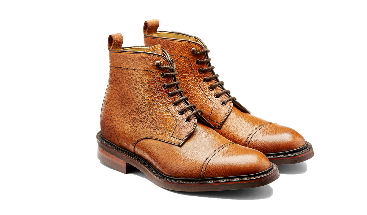 BARKER Langdale Boots - Mens Lace Up - Cedar Grain - angled pair view