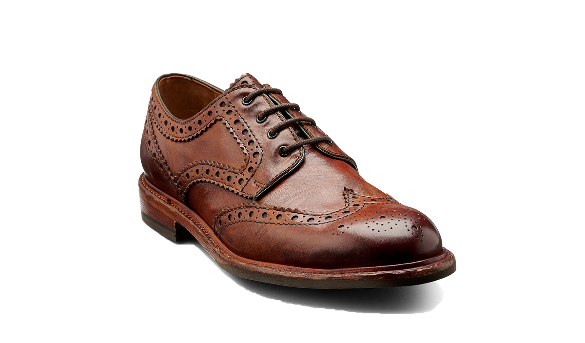 BARKER Magnum Shoes - Mens Derby Brogues - Tan Dip Dyed - front view