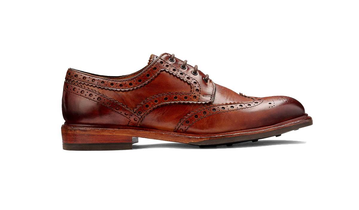 BARKER Magnum Shoes - Mens Derby Brogues - Tan Dip Dyed - side view