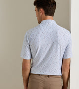 Peter Millar Glassware Performance Jersey Polo in White - model rear view