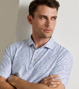 Peter Millar Glassware Performance Jersey Polo in White - collar detail