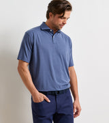 Peter Millar ETC Performance Jersey Polo in Bali Blue - model front view