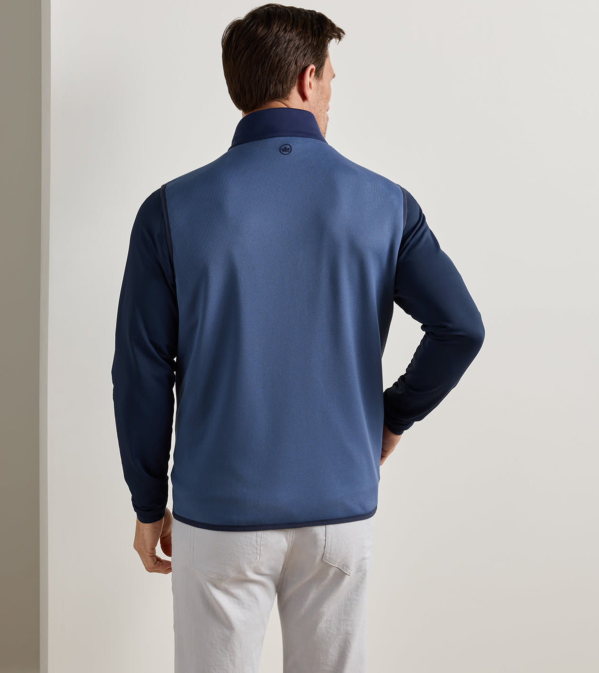 Peter Millar Vail Gilet in Bali Blue - model rear view