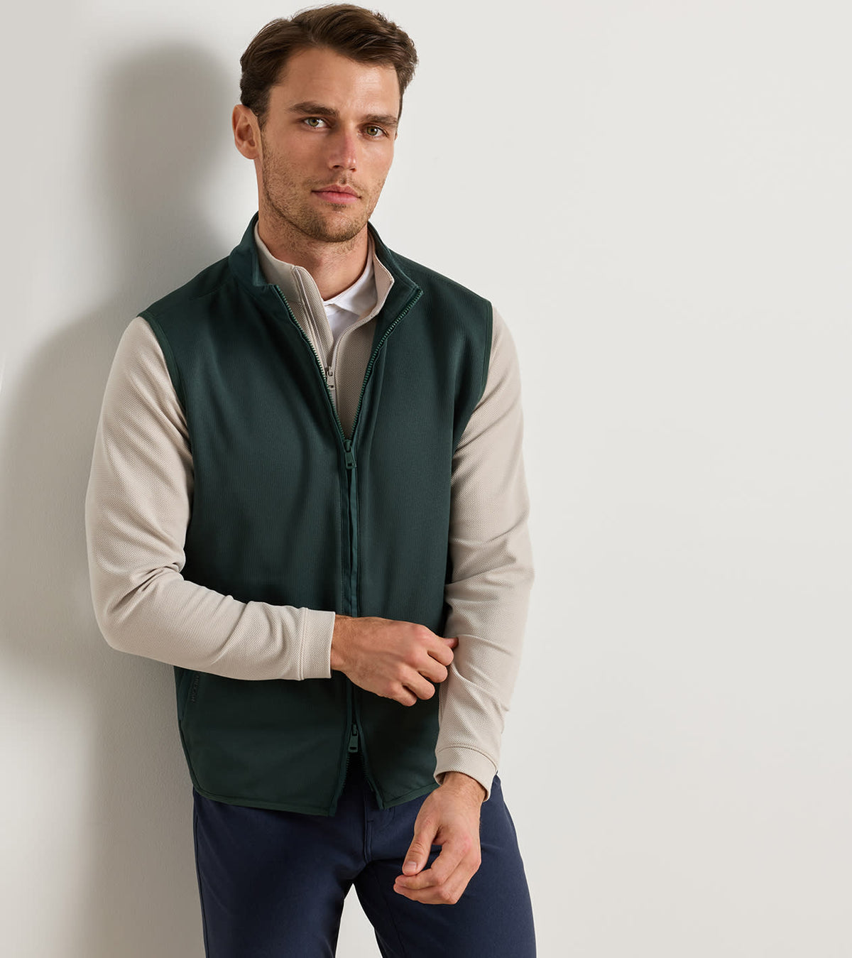 Peter Millar Vail Gilet in Pine Brook - model front view