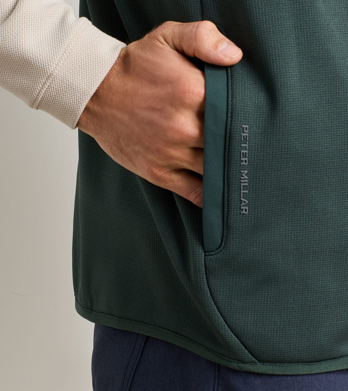 Peter Millar Vail Gilet in Pine Brook - pocket detail
