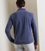 Peter Millar Soft Suede Performance Quarter-Zip in Navy - model rear view