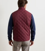 Peter Millar Essex Quilted Gilet in Bordeaux - rear model view