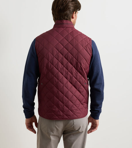 Peter Millar Essex Quilted Gilet in Bordeaux - rear model view