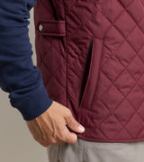 Peter Millar Essex Quilted Gilet in Bordeaux - side model view