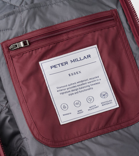 Peter Millar Essex Quilted Gilet in Bordeaux - interior detail