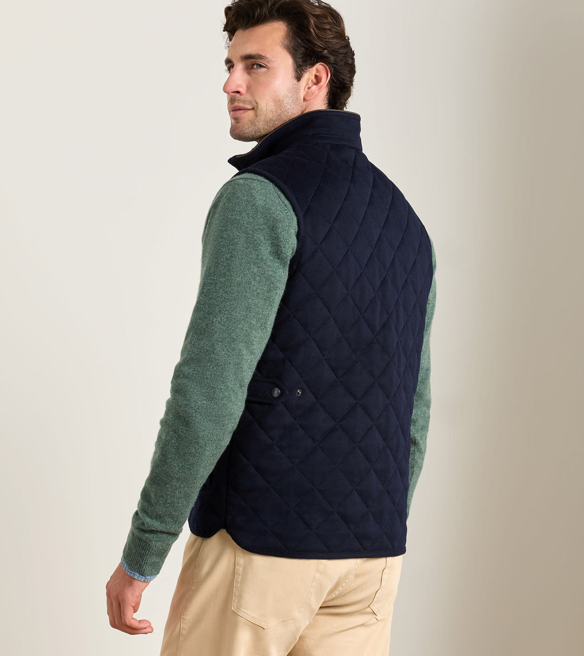 Peter Millar 25th Anniversary Cashmere Essex Gilet in Navy - rear model view