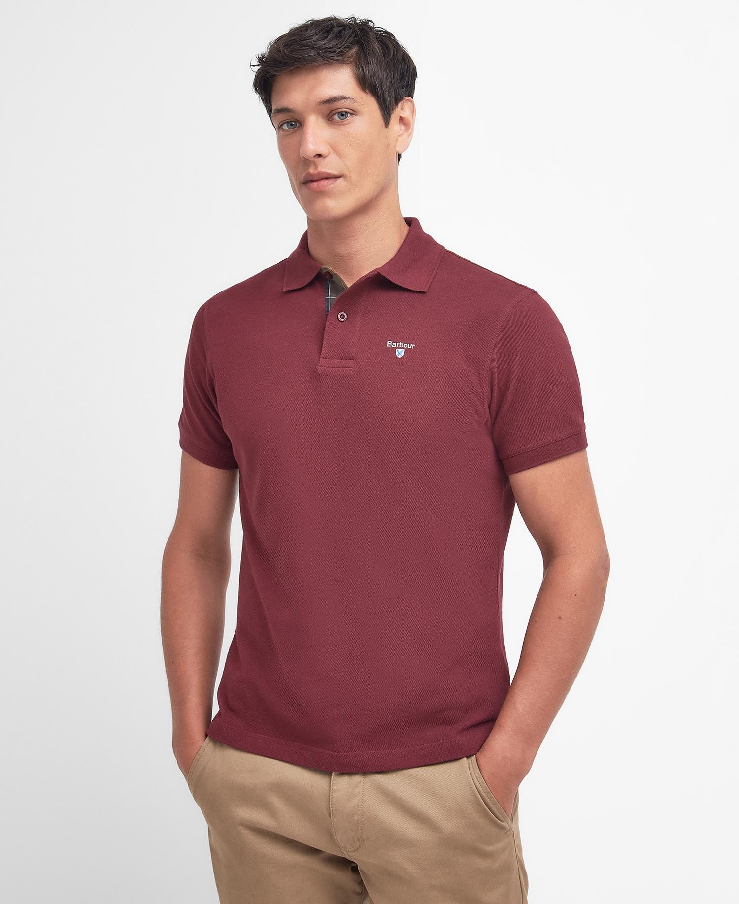 BARBOUR Tartan Pique Polo Shirt - Mens - Ruby