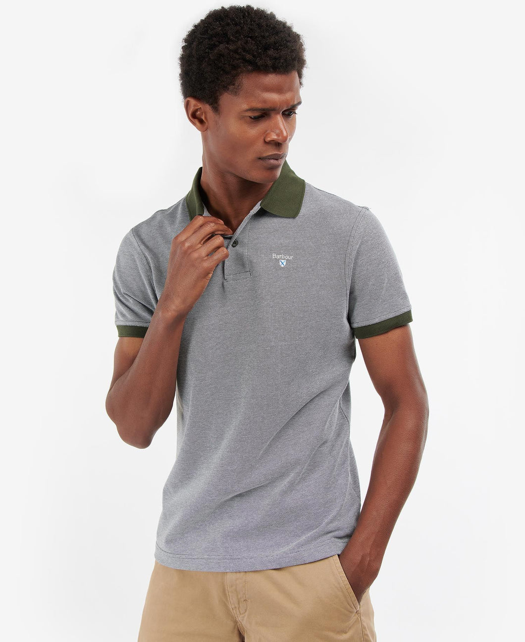 BARBOUR Sports Polo Mix Shirt - Men's - Dark Olive