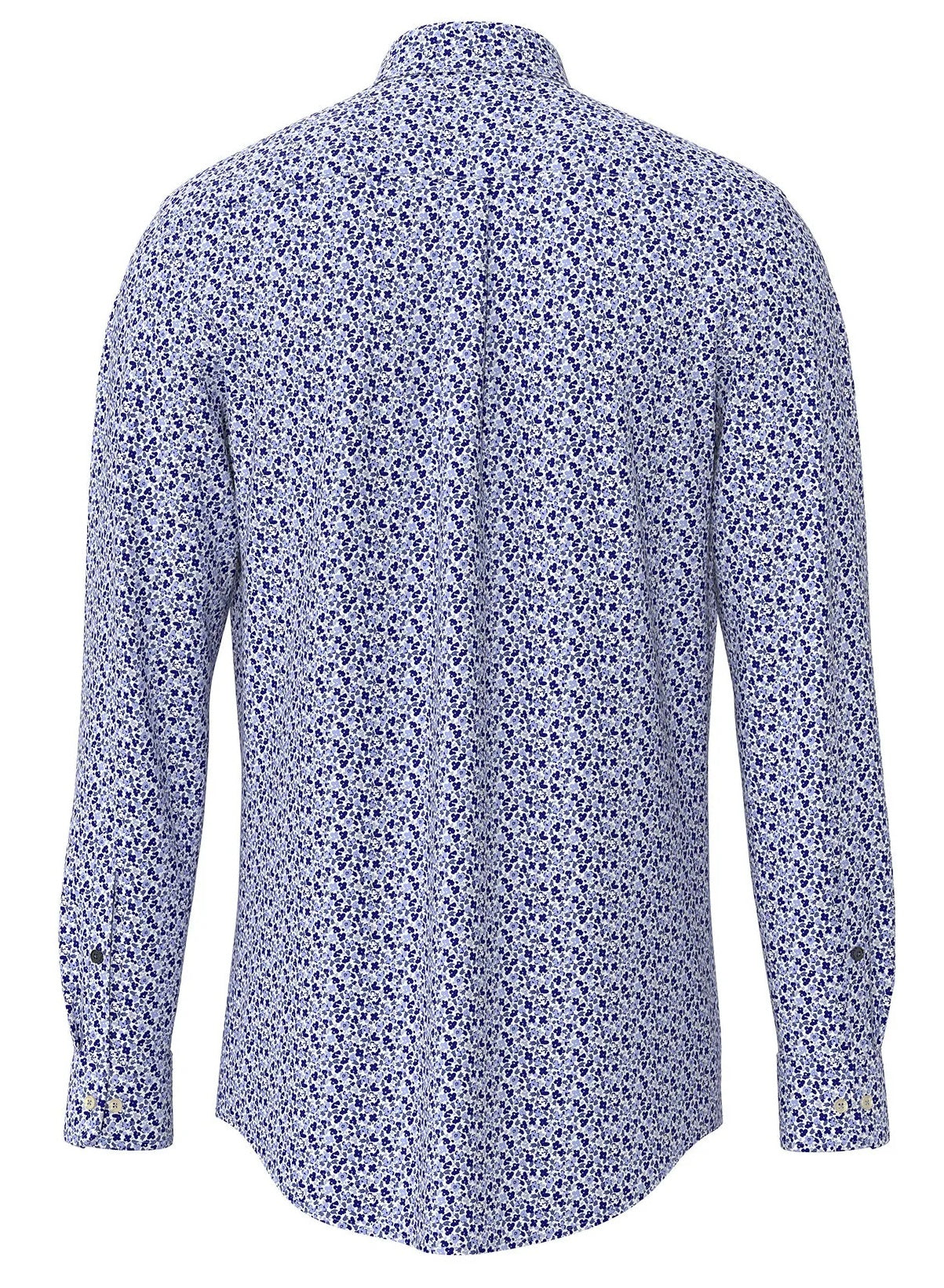 FYNCH HATTON Pure Cotton Shirt - Men's – Modern Flower Print Soft Blue