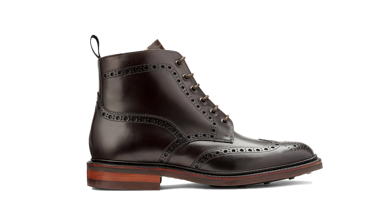 BARKER Pennine Boots - Mens Derby Brogue - Dark Ebano Calf - side view