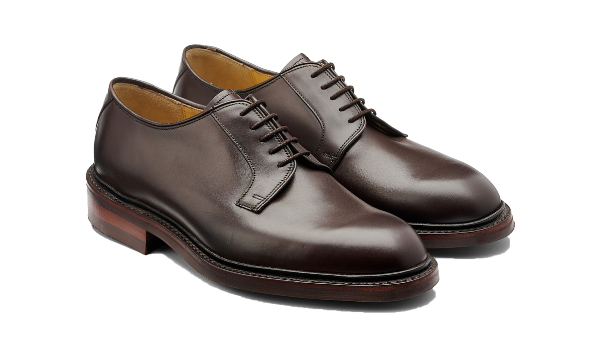 BARKER Penrith Shoes - Mens Derby - Dark Ebano Calf - angled pair view