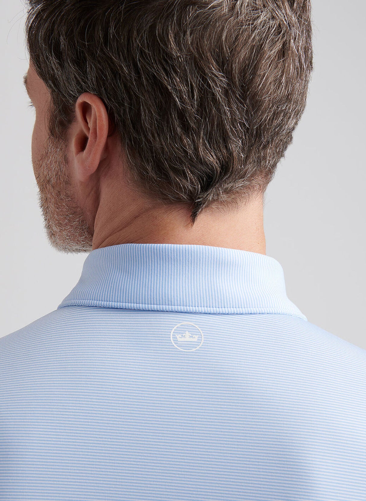 PETER MILLAR Jubilee Stripe Performance Jersey Polo Shirt – Men’s Classic Fit – Cottage Blue