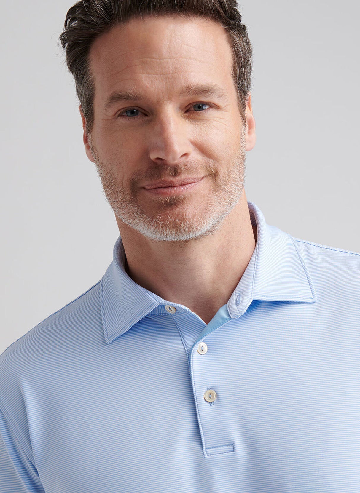 PETER MILLAR Jubilee Stripe Performance Jersey Polo Shirt – Men’s Classic Fit – Cottage Blue