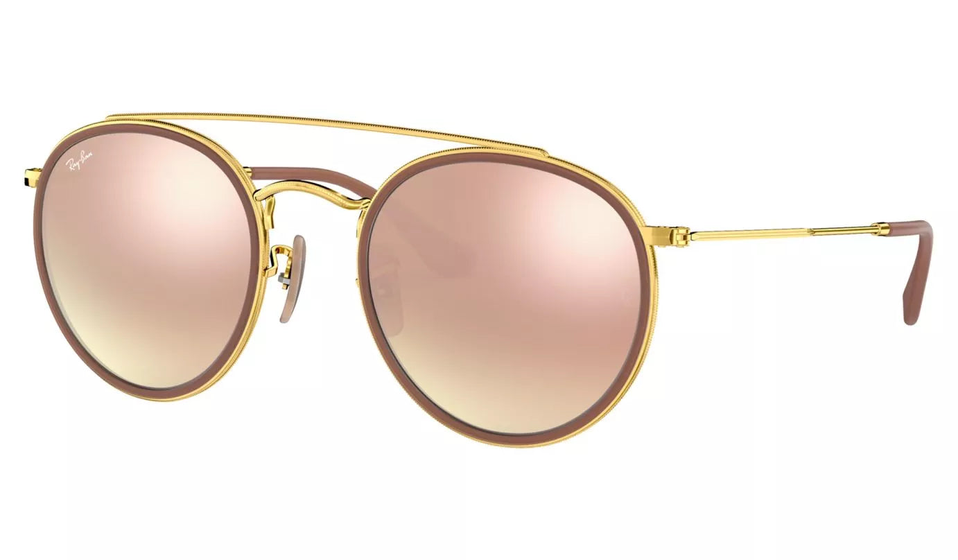 20% OFF - RAY-BAN Round Double Bridge Sunglasses - Polished Gold - Bronze Mirror Lens
