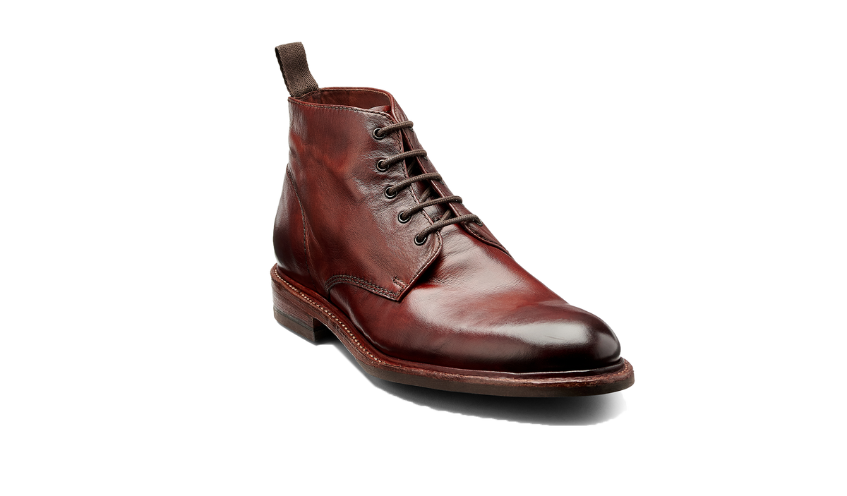 BARKER Ryan Boots - Mens Lace Up - Rosewood Dip Dyed - front view