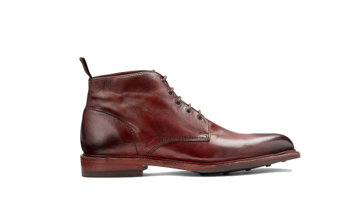 BARKER Ryan Boots - Mens Lace Up - Rosewood Dip Dyed - side view