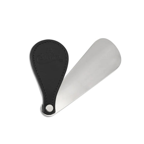 Saphir Médaille d'Or Silver Shoe Horn with Truffle Leather Handle – Small