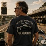 LIFE WELL LIVED Men's Soft Cotton T-Shirt - Steel Nerves Car - lifestyle image