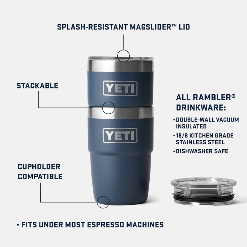 YETI Rambler 8 OZ (237ml) Stackable Cup With Magslider Lid - Black YETI