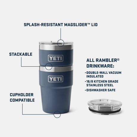 YETI Rambler 16 OZ (473ml) Stackable Cup With Magslider Lid - Navy YETI