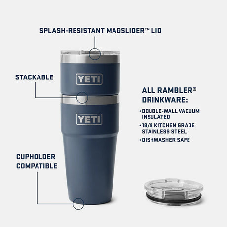 YETI Rambler 20 OZ (591ml) Stackable Cup With Magslider Lid - Black YETI