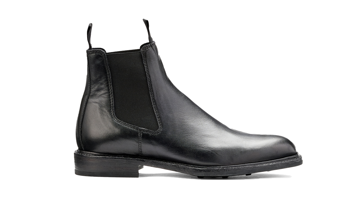 BARKER Wick Boots - Mens Chelsea - Black Dip Dyed - side view