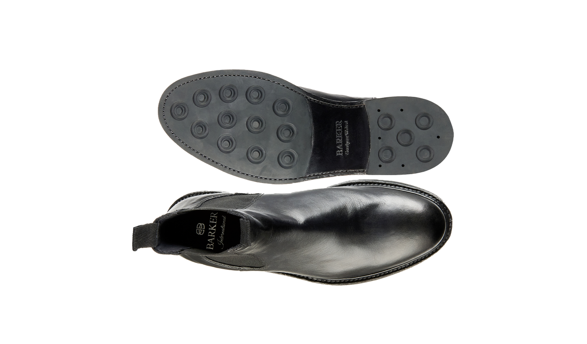 BARKER Wick Boots - Mens Chelsea - Black Dip Dyed - sole view